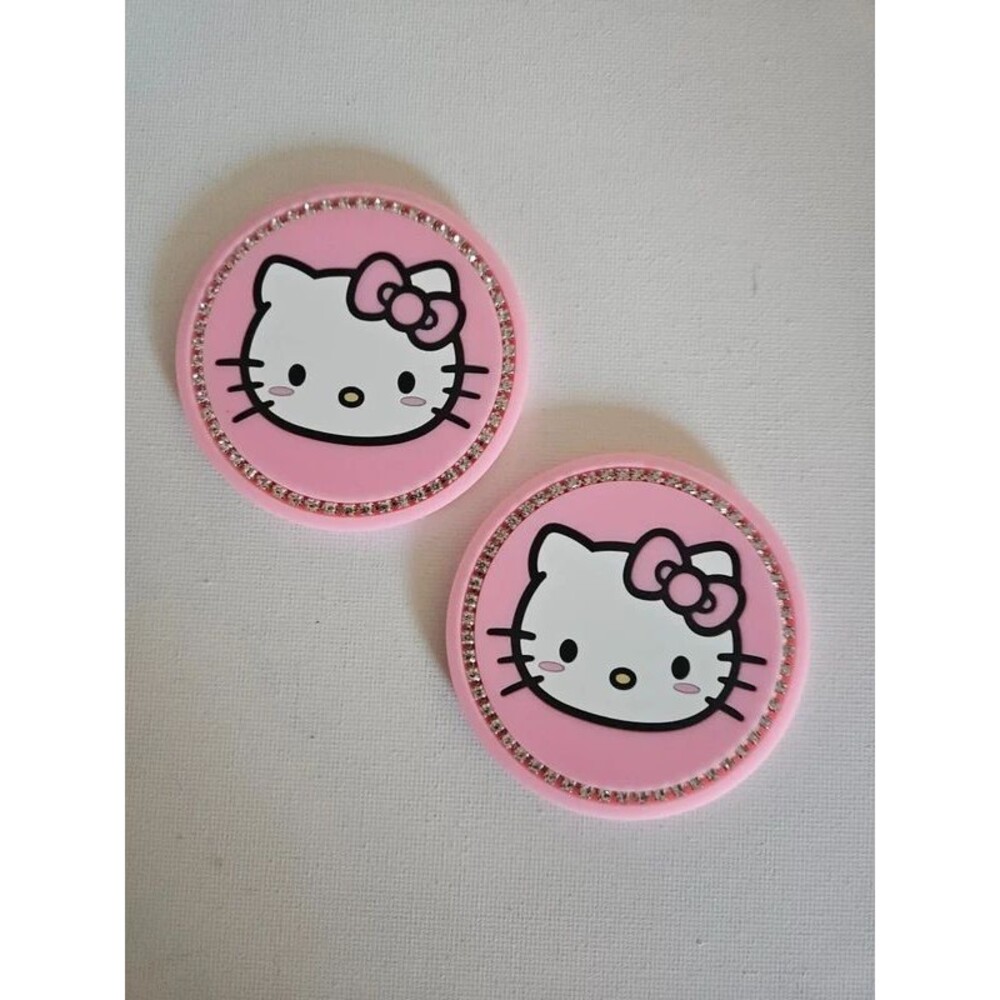 Hello Kitty Pink Rhinestone Car Coaster Set of 2